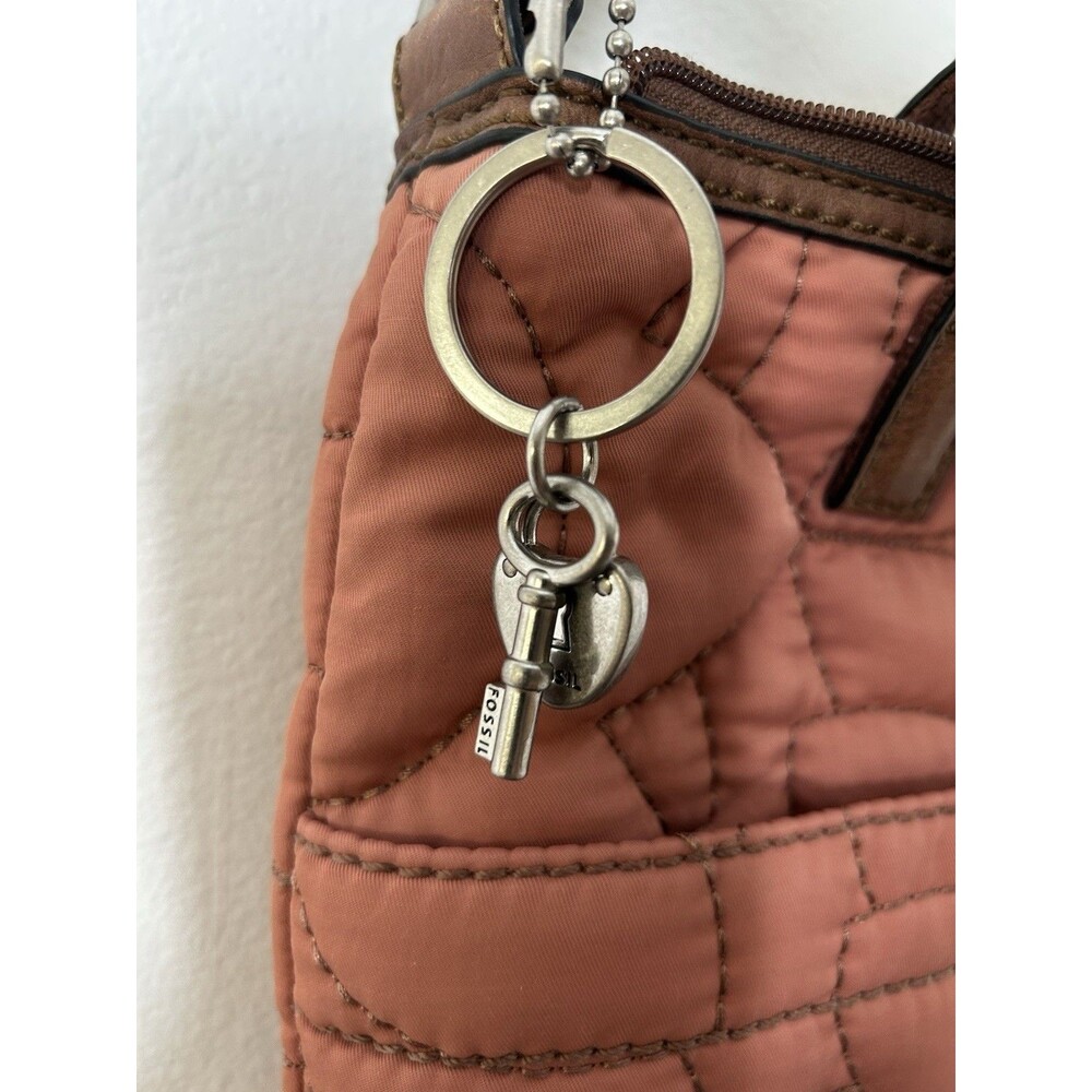 Fossil Keyper Quilted Crossbody Satchel Purse Handbag Dusty Rose - Picture 6 of 6